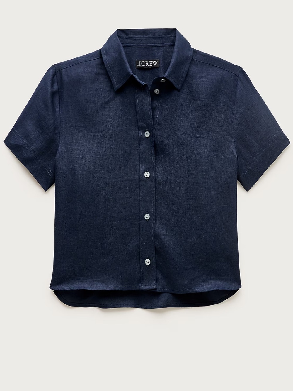 J. Crew Navy Short-Sleeve Button-Down Shirt - Picture 1 of 6